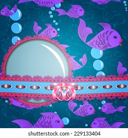 Life in the sea. Fish background. Suitable for decoration flyer, cover, greeting card or invitation. Vector illustration.