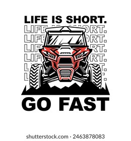 Life Is Short ATV Camiseta negra Ilustración vectorial