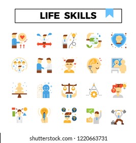 Life skill flat icon set.