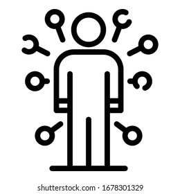 Life skills character icon. Outline life skills character vector icon for web design isolated on white background