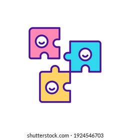 Life skills for children RGB color icon. Early childhood development. Psychological development. Emotional intelligence. Cooperation, teamwork. Successful strategy plan. Isolated vector illustration