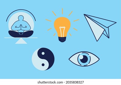 life skills, creativity, solution icon set