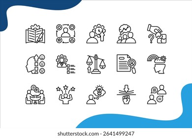 Life Skills icon set with Communication, Problem solving, Emotional intelligence, Soft skills, Resilience, Creative thinking, Confidence