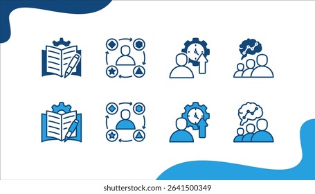 Life Skills icon set with Learning, Adaptive, Productive, Intelligence.
