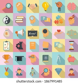 Life skills icons set. Flat set of life skills vector icons for web design