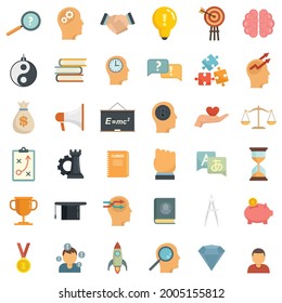 Life Skills Icons Set. Flat Set Of Life Skills Vector Icons Isolated On White Background