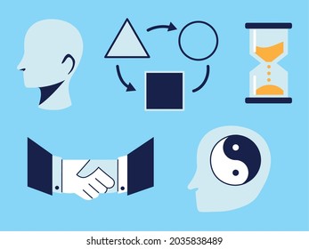 life skills, various icons set