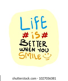 life with smile, comic quote text 