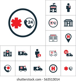 life star emergency around the clock icon, medical set on white background