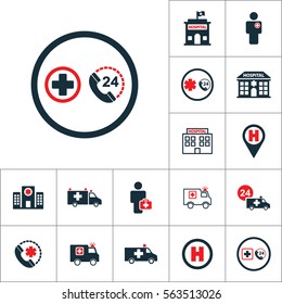 life star emergency around the clock icon, medical set on white background