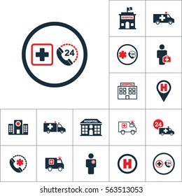 life star emergency around the clock icon, medical set on white background