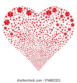 Life Star fireworks with heart shape. Vector illustration style is flat red iconic symbols on a white background. Object heart organized from confetti pictographs.
