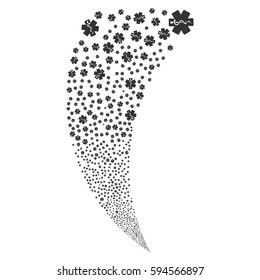 Life Star random fireworks stream. Vector illustration style is flat gray iconic symbols on a white background. Object fountain created from scattered pictographs.