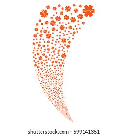 Life Star random fireworks stream. Vector illustration style is flat orange iconic symbols on a white background. Object fountain made from scattered symbols.