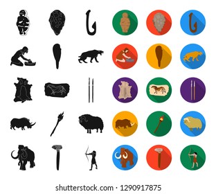 Life in the Stone Age black,flat icons in set collection for design. Ancient people vector symbol stock web illustration.