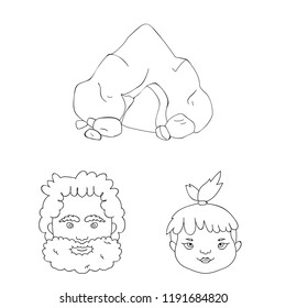 Life in the Stone Age outline icons in set collection for design. Ancient people vector symbol stock web illustration.