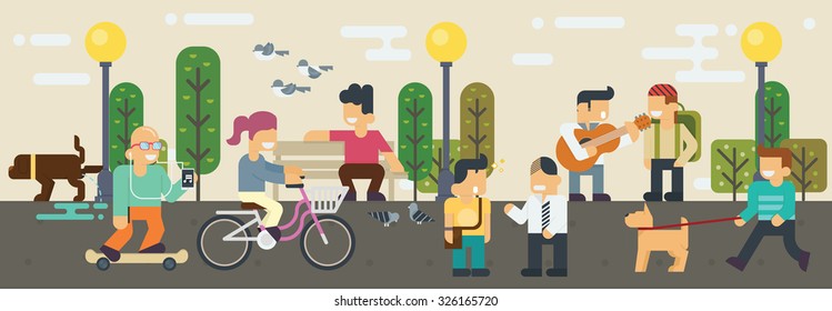 Life style Free time  Elements Vector flat illustration