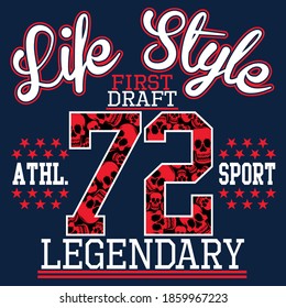 Life style slogan print with number and aztec print ,in vector
