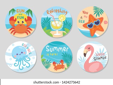 Crab Tags Round Gift Tags Set of 10