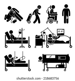 Life Support Equipments Stick Figure Pictogram Icons