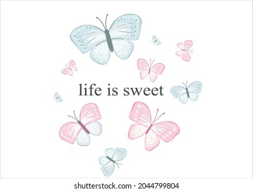 life is sweet butterfly butterflies and daisies positive quote flower design margarita 
mariposa
stationery,mug,t shirt,phone case fashion slogan  style spring summer sticker and etc Tawny Orange 