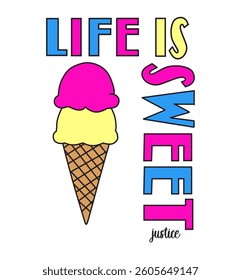 life is sweet ice cream vector art illustration 