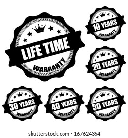 Life Time 10 - 50 years black stamp and sticker- Vector illustration