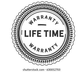 life time black warranty label icon vector vintage grunge retro