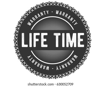 life time black warranty label icon vector vintage grunge retro