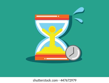 Life time sand clock is running out , Time management.