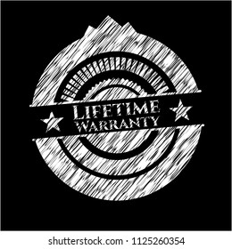 Life Time Warranty chalkboard emblem on black board