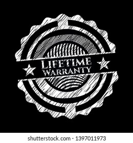 Life Time Warranty chalkboard emblem. Vector Illustration. Detailed.