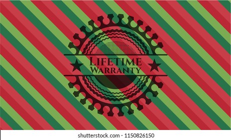 Life Time Warranty christmas colors style emblem.