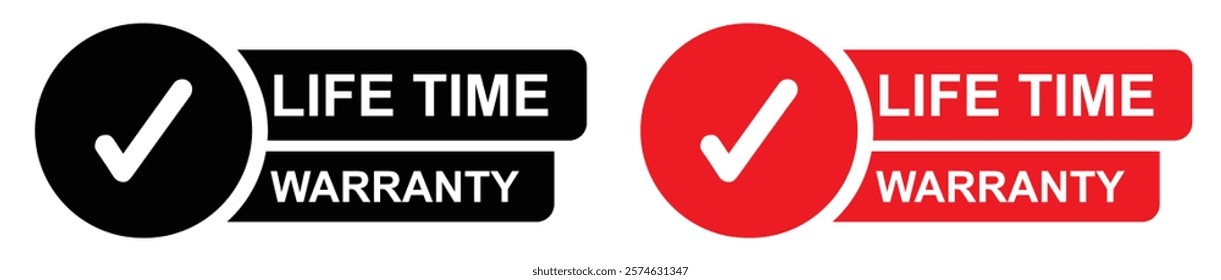 Life time warranty label. Warranty badge. Vector illustration.