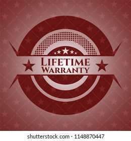 Life Time Warranty red emblem. Retro