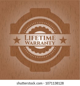 Life Time Warranty vintage wood emblem