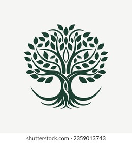 Life Tree Emblem Vector - Symbolizing Growth, Renewal, and Natural Beauty in Artistic Form