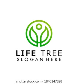 Life Tree Leaf logo design vector Illustration, business card template