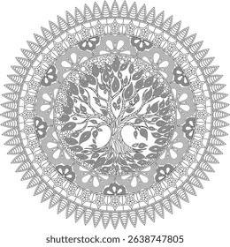 Life Tree Mandala Art Adult Coloring Page