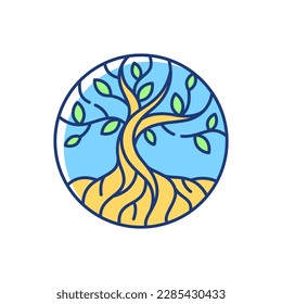 Life tree RGB color icon. Metaphor for Torah. Earth and heaven connection. Hebrew creation myth. Eden Garden. Sacred tree. Immortality, fertility. Religious symbolism. Isolated vector illustration