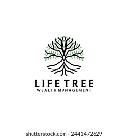 Diseño de logotipo de vector de gestión de riqueza de árbol de vida