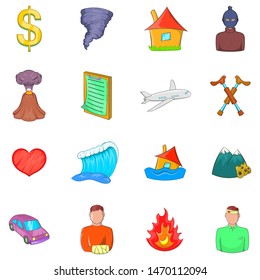 Life trouble icons set. Cartoon set of 16 life trouble vector icons for web isolated on white background