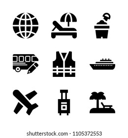 life, umbrella, airplane and international icons in Travel vector set. Graphics for web and design