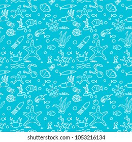 Life under the sea Seamless pattern vector wallpaper