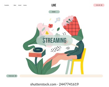 Life Unframed: Flower music -modern flat vector concept illustration of person listening to gramophone. Metaphor of unpredictability, imagination, whimsy, cycle of existence, play, growth, discovery