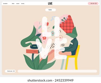 Life Unframed: Flower music -modern flat vector concept illustration of person listening to gramophone. Metaphor of unpredictability, imagination, whimsy, cycle of existence, play, growth, discovery