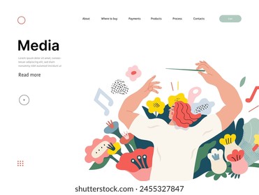 Life Unframed: Flower orchestra -modern flat vector concept illustration of symphony conductor, bloom music. Metaphor of unpredictability, imagination, whimsy, existence cycle, play, growth, discovery