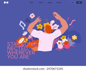 Life Unframed: Flower orchestra -modern flat vector concept illustration of symphony conductor, bloom music. Metaphor of unpredictability, imagination, whimsy, existence cycle, play, growth, discovery