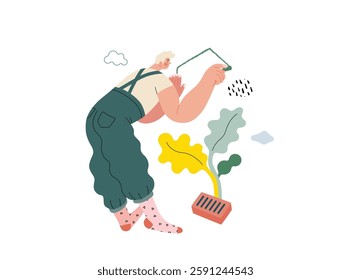 Life Unframed: Painter -modern flat vector concept illustration of a man drawing a house on the wall. Metaphor of unpredictability, imagination, whimsy, cycle of existence, play, growth and discovery