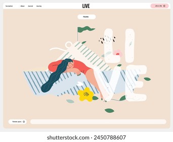 Life Unframed: Paper boat -modern flat vector concept illustration of girl floating in paper boat. A metaphor of unpredictability, imagination, whimsy, cycle of existence, play, growth and discovery